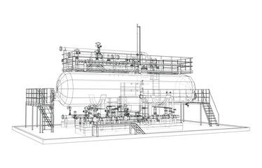 Industrial tank with valves. Vector rendered of 3d