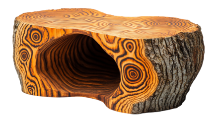 Intricate Wood Carving Sculpture with Organic Shapes and Warm Br