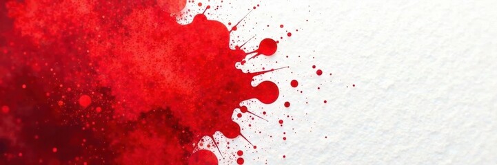 Abstract red splatter on white canvas, red splatter, bold, abstract
