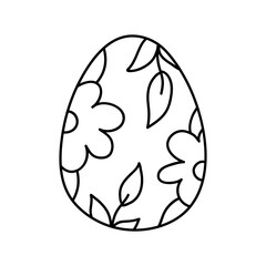 Cute decorated Easter egg isolated on white background. Vector hand-drawn illustration in doodle style. Perfect for holiday designs, cards, logo, decorations.