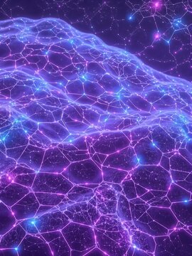 A futuristic digital landscape featuring glowing neural network patterns in shades of blue and purple, symbolizing the power of artificial intelligence.