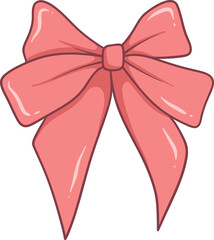 Adorable Pink Valentine Ribbon Bow Cartoon