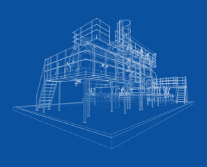 Industrial tank with valves. Vector rendered of 3d