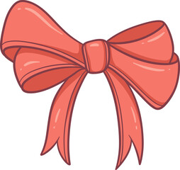 Adorable Pink Valentine Ribbon Bow Cartoon