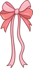 Adorable Pink Valentine Ribbon Bow Cartoon