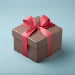 Obraz premium Festive Valentine's Day decorations: Chocolate gift box, tied with a red ribbon, romantic background.