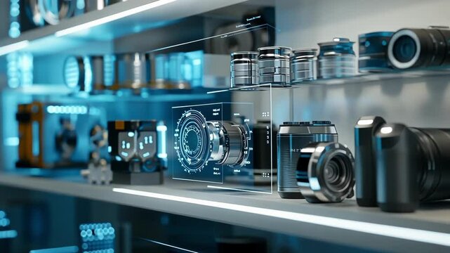A detailed view of interchangeable machine components displayed neatly on a shelf showcasing various sizes and functions ready to be utilized in the modular manufacturing process.