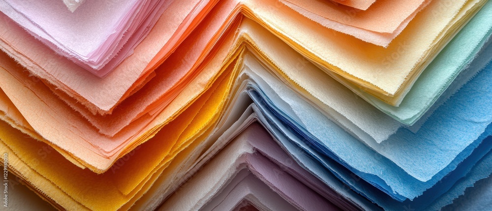Poster close up view of a stack of neatly folded papers in a professional setting