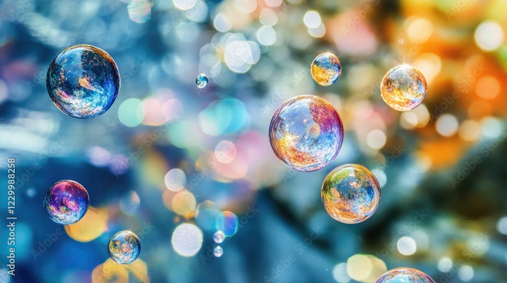 Canvas Prints floating multicolored spheres with soft reflections, creating a dreamy abstract effect.