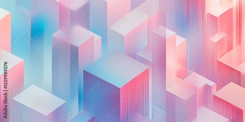 Poster a colorful background with pink and blue squares. the squares are arranged in a way that creates a s