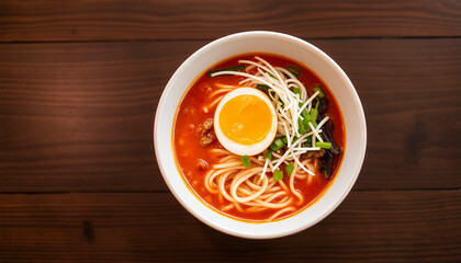 Spicy Ramen Bowl with Egg and Vegetables