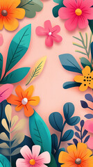 Colorful floral illustration with vibrant leaves