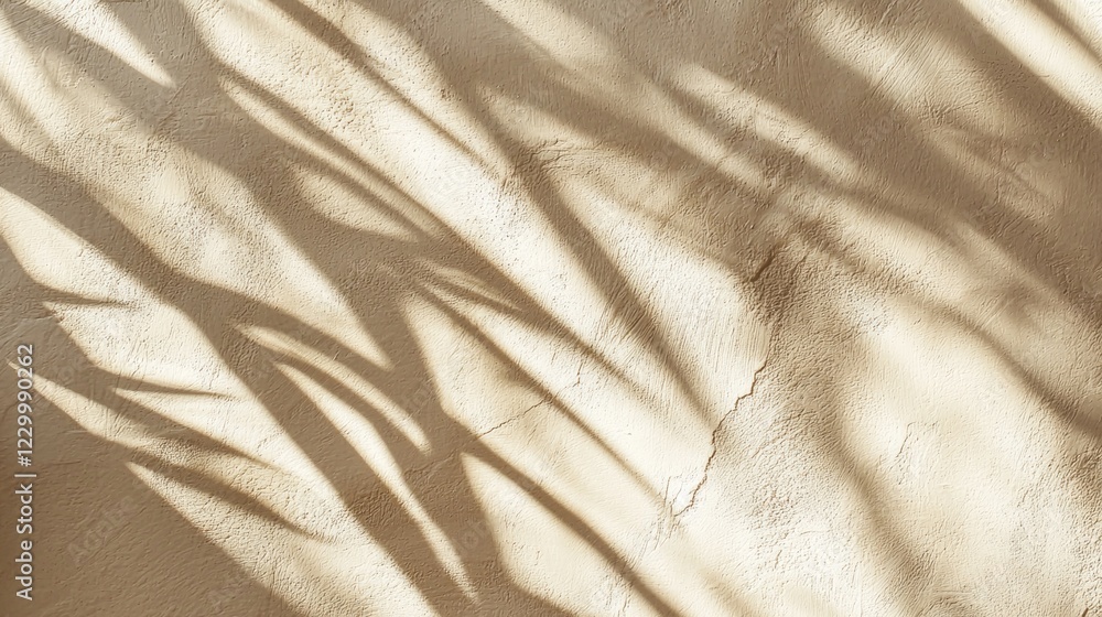 Fototapete long shadows stretch gracefully across the textured wall, crafted by sunlight filtering through near