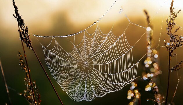 spider web with dew drops - Powered by Adobe