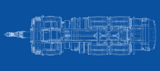 Car crane. Vector rendering of 3d