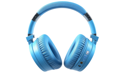 Light Blue Over Ear Headphones with Fabric Headband
