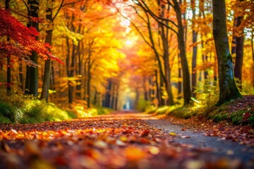 Autumn Forest Path: Miniature Tilt-Shift Landscape Photography