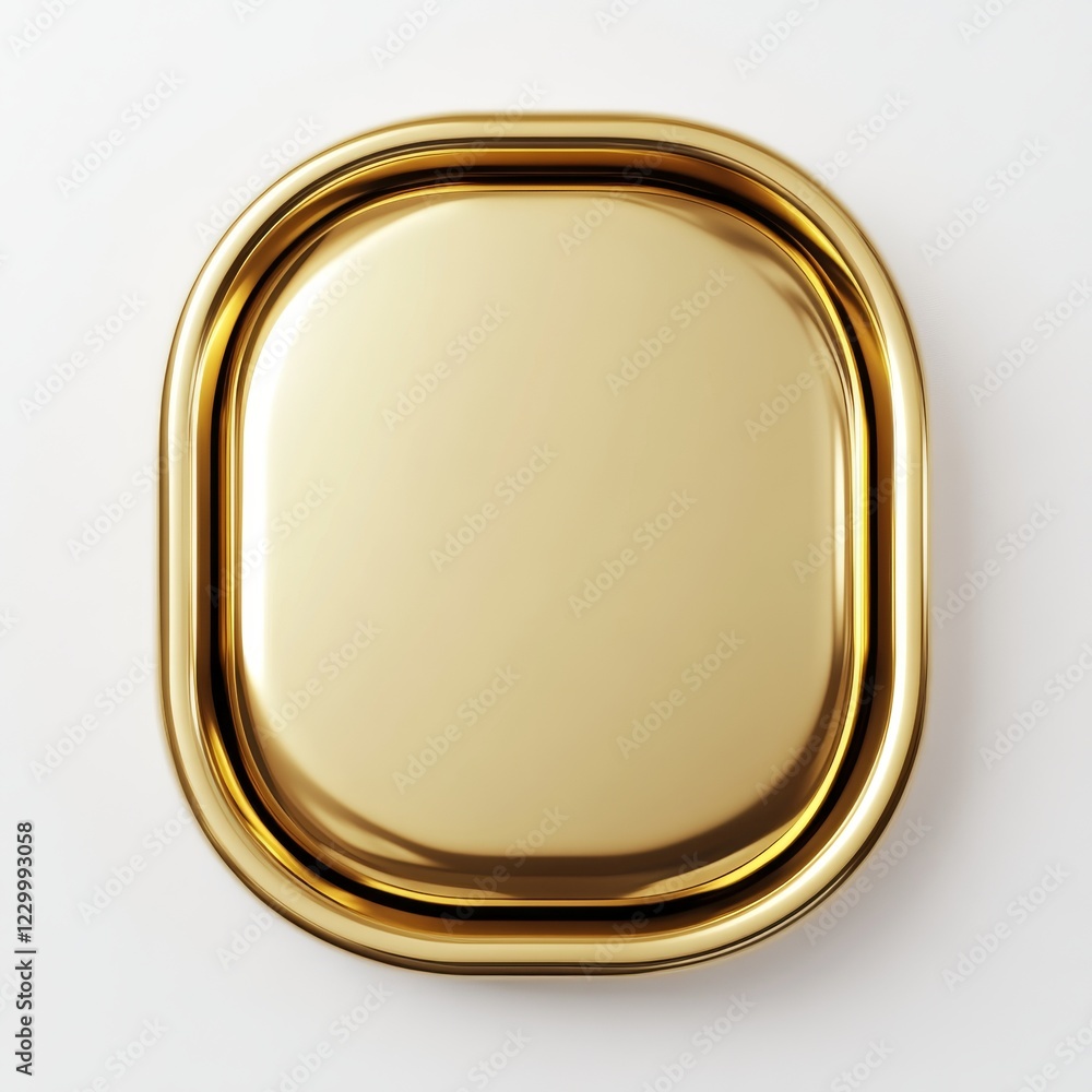 Wall mural a 3d rendering of a square with rounded corners and a gold frame, displayed on a white background