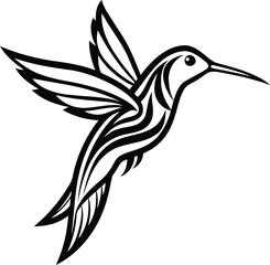 Cute Colibri vector illustration, Colibri silhouette vector art, Colibri line art vector design