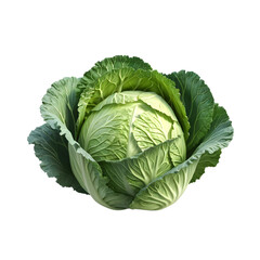 Obraz premium Fresh Head of Cabbage Isolated on Transparent Background