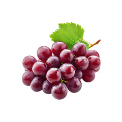 Fototapeta premium A bunch of red grapes with leaf isolated on a transparent background, in a PNG format