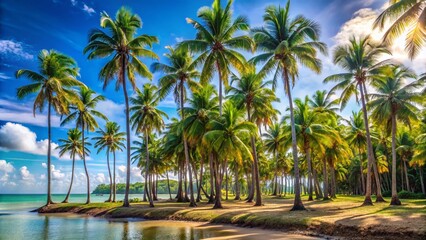 Bahia Brazil Tropical Island Beach Palm Grove Scenic Landscape