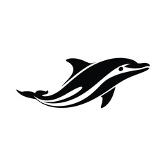Stylish black and white dolphin silhouette design.
