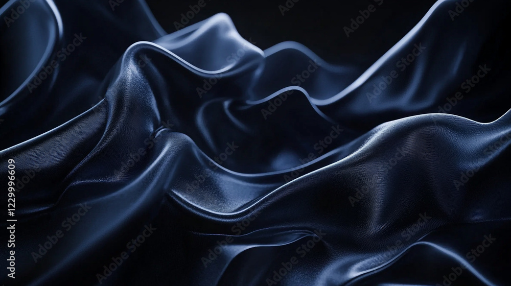 Poster elegant dark fabric drapes in smooth waves creating a sophisticated texture and depth