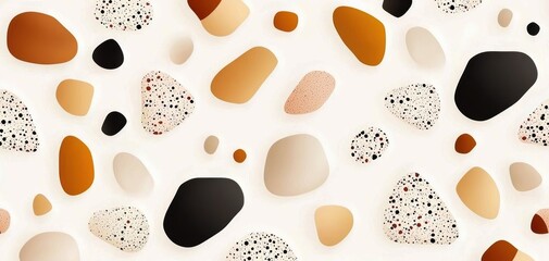 Neutral terrazzo texture with evenly distributed brown flecks on a soft beige background, ideal for modern and refined visuals