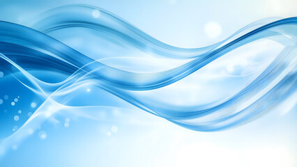 Blue abstract wave background with bokeh and particles