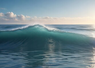 Fototapeta premium Dreamy ocean wave with gentle ripples on light blue horizon, water, horizon, abstract