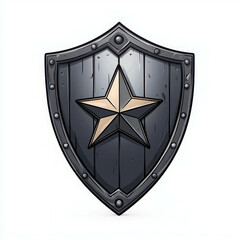 Cartoon Style Shield with Bold Lines and Shiny Finish for Creative Design Projects