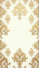 Damask pattern with golden accents on a creamy white background, damask, design