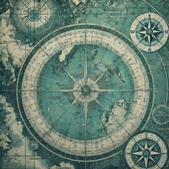 Fototapeta premium Close-up view of a textured background resembling an antique nautical chart or map 