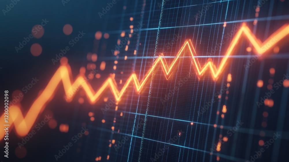 Poster a vibrant graph depicting an upward trend in analytics, showcasing data visualization with orange li