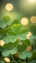 Soft and glowing shamrock background with a natural feel, festive St. Patrick’s Day