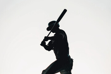 Silhouette of a Baseball Player in Action