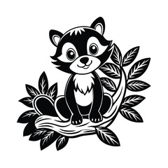 mascot baby animal on the tree vector