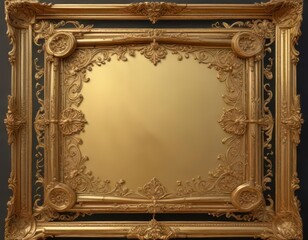 Obraz premium Golden scroll frame with intricate patterns and textures, antique scroll patterns, vintage scroll frames, ornate scroll frames