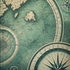 Fototapeta premium Close-up view of a textured background resembling an antique nautical chart or map 