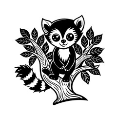 Silhouette mascot cute baby animal on the tree