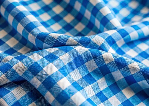Blue Gingham Background - Rustic Texture Stock Photo