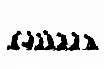 Obraz premium People Kneeling in Prayer Silhouette