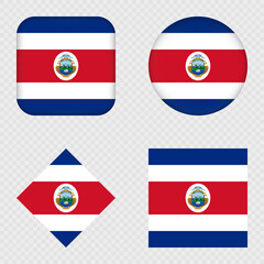 Costa Rica Flag Icons Pack. Vector illustration.