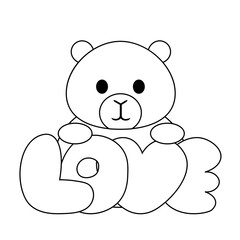 Fototapeta premium Cute Capybara with the word Love in black and white