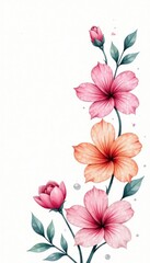 Fototapeta premium Delicate watercolor blooms on a white background , nature, floral