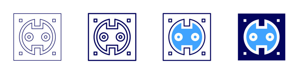 Electric socket icon in 4 different styles. Thin Line, Line, Bold, and Bold Line. Duotone style. Editable stroke