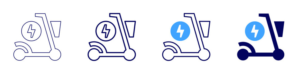 Electric scooters icon in 4 different styles. Thin Line, Line, Bold, and Bold Line. Duotone style. Editable stroke