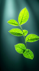 Green sprout growth, dark background, nature