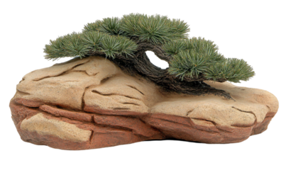 Miniature Bonsai Tree on Tan and Red Rock Formation